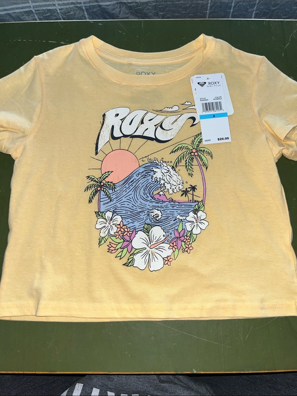 Roxy Yellow Short-Sleeve Tropical Wave Graphic Tee